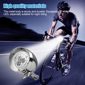 Lichten Zwart/zilveren voorste fietslamp retro LED Cycling Light 160 graden fiets koplamp MTB Nachtveiligheid Flashlight Powet door 3 AAA 0202