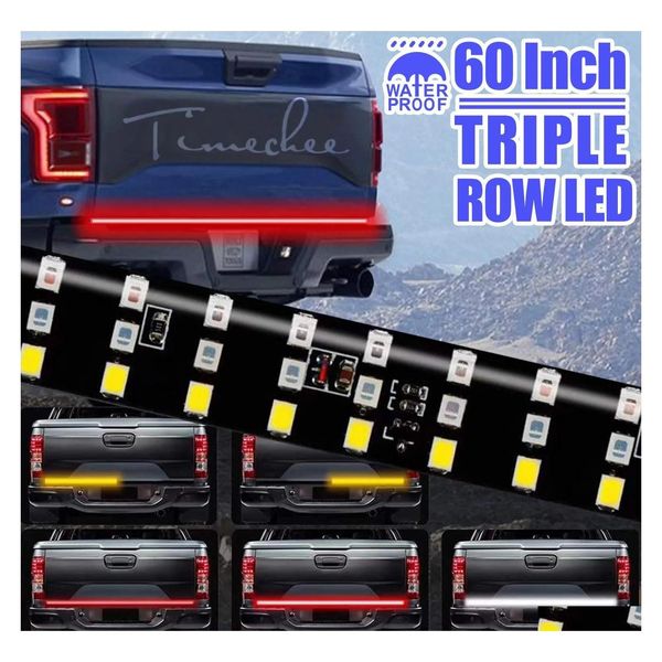 Luces Luces traseras del automóvil Barra de luz de 60 pulgadas LED Tailgate Triple fila para remolque SUV RV Rojo Freno Blanco Inverso Inverso de la señal de giro Amber Stro