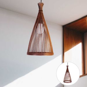 Luces Lámpara de araña de tejido de bambú clásico Lámpara colgante hecha a mano Lámpara colgante LED Accesorios de techo Tejido de ratán Decoraciones de dormitorio para el hogar 0209