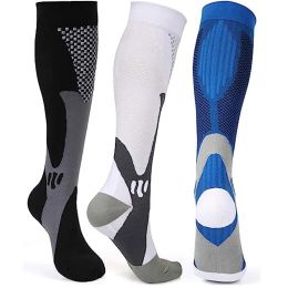 Chaussettes de compression lumineuses pour hommes et femmes, les chaussettes des infirmières sportives altométiques sont les meilleures pour faire du vélo de voyage en vol