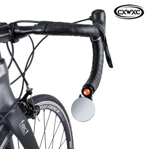 Lumières CXWXC Bike arrière Miroir de la vue arrière Miroir de barre de chute pour les lumières LED de vélo de route Accessoires d'objectif en acier Convex Miroir du vélo d'extrémité