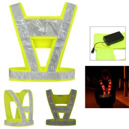 Lumières cyclistes courir 16 LED Light Up Séfidence gilet avec rayures réfléchissantes