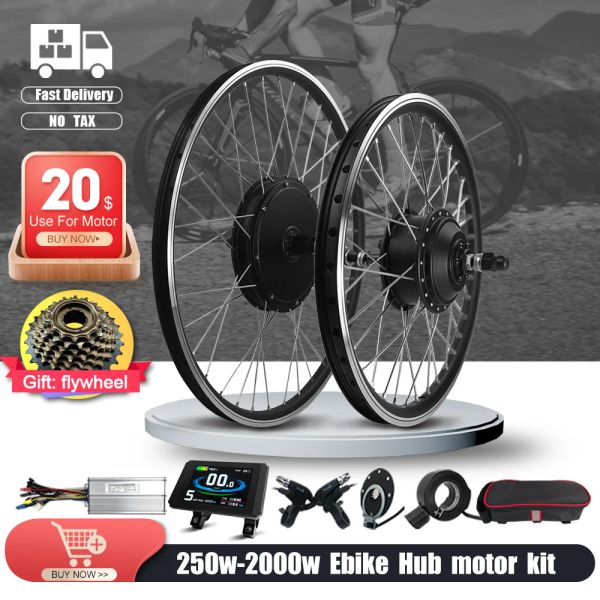 Luces Kit de conversión de bicicleta eléctrica 36V 350W 500W 48V 1000W 1500W 2000W Motor de cubo de rueda sin escobillas 1629 pulgadas 700C para kit de motor Ebike