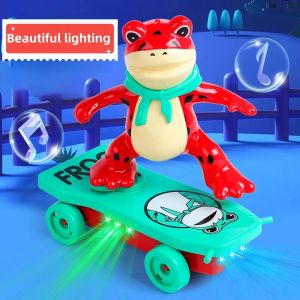 Lichten Electric Scooter Stunt Scooter Toy Led Lights 360 Degree Roterende muziek Elektrische kikker Skateboard Balance Bike For Kids Toy