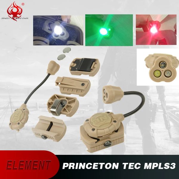 Élément lumineux Casque Airsoft Light Princeton Tec MPLS3 Ir Laser rouge Light Fast Mich Tactical Tactical AirSoft Lampe de poche NE05015