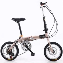 Luces Fahrrad 14 pulgadas plegable bicicleta para adultos bicicleta plegable portátil portátil ultra luz bicicleta simple velocidad variable velocidad sustituto conducir
