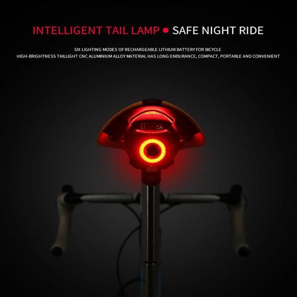 Lumières lampe de poche pour feu arrière de vélo détection de freinage automatique USB Charge LED montagnes vélo tige de selle vélo feu arrière cyclisme feu arrière Acce