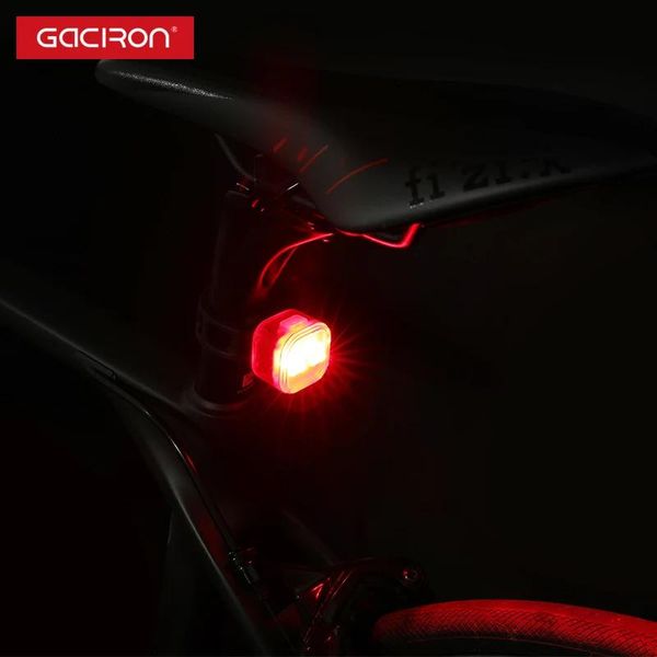 Lumières GACIRON feu arrière de vélo étanche feu arrière de vélo LED USB rechargeable sécurité feu arrière avertissement selle vélo lampe d'équitation de nuit