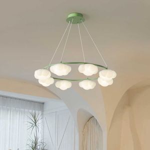 Lichten groene witte wolk kroonluchter lampen voor woonslaapkamer afstandsbediening kinderplafond hanglamp in eetkamer 0209