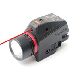Lumières suspendues tactiques armes de poing rouge laser à vue laser pistolet lampe de poche à LED 3 modes lumières d'arme réglables pour le montage de rail Picatinny 20 mm