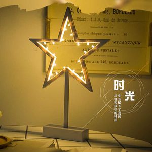 Lichten Hot Koop Romantische LED Instellicht Ster Hart Boom Kerst Kamer Woondecoratie Desktop Night Lamp OrnamentHKD230629