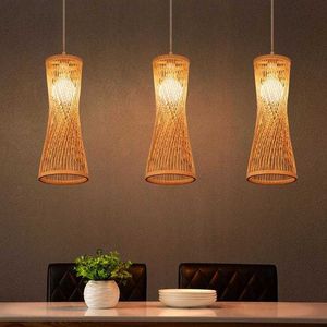Lichten Japanse bamboe kroonluchter Chinese stijl rattan geweven hangende licht plafondlamp voor thuiscafé bar decoreren restaurantverlichting 0209