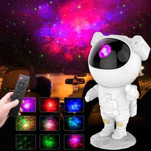 Lights Kids Star Projector Nachtlampje met afstandsbediening 360 ° verstelbaar ontwerp Astronaut Nebula Galaxy Verlichting voor kinderen Volwassenen HKD230704