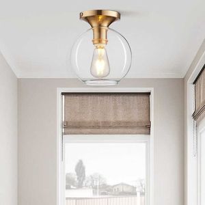 Lichtlamp goud retro loft vintage ijzeren kunst/ plating licht eetkamer moderne gang plafond glazen lampenkap 0209