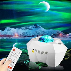 Lights Led Aurora Borealis Mood Galaxy Projector Sterrenhemel Muziek Maan Nevel Projectie Slaapkamer Decoratie Laser Atmospher Nachtlampje HKD230704