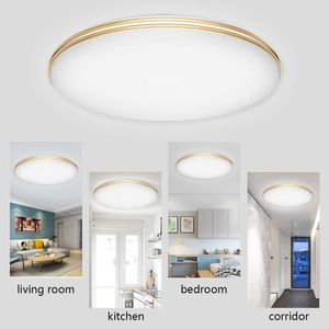 Lights LED lustre clair 48W 3 couleurs Liging Kitchen Bedroom Salle de bain Surface de surface de plafond décoration intérieure 0209