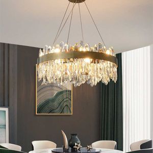 Lichten luxe kristallen plafond kroonluchter cirkelontwerper hanger lichte eettafel keuken op hangende glans indoor suspensie luminaire 0209