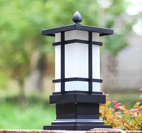 Luces Matte Black Outdoor Stryway Pilar luces, lámpara de césped LED, pasarela de paisaje impermeable E27 Bulb Patio Garden Garden Post Luck Llfa