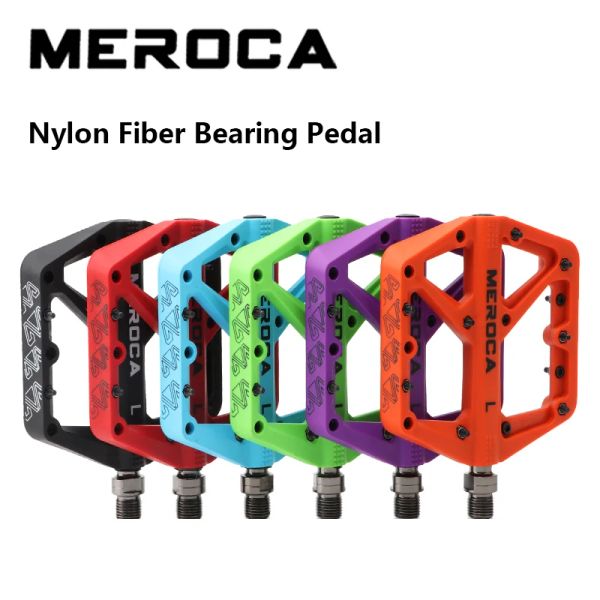 Luces Meroca MTB Pedal de rodamiento de fibra de nylon para bicicleta de montaña Accesorios de bicicleta de bicicleta no resistentes a la luz de gran tamaño de gran tamaño