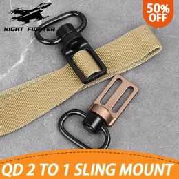 Lights Metal Tactical 2 à 1 Point Triglide Convertible QD Sling Adaptateur compatible Swivels Airsoft Chasse pour MS2 AR15 AK Mount Arme