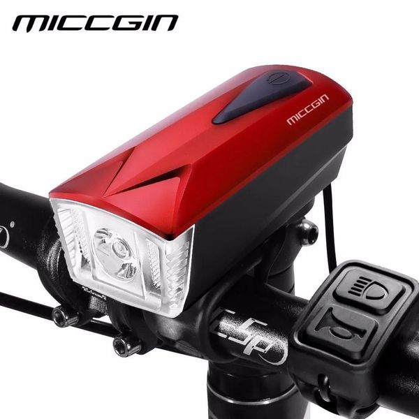 Lumières MICCGIN 2018 nouveau vélo cloche USB charge vélo klaxon lumière phare haut-parleur fil contrôle vélo avant lumière 120DB cloche