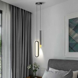 Lumières Lampes Suspendues Modernes Pour Chambre Éclairage De Chevet AC 220V LED Noir Haut Plafond Suspendu Lumière avec Long Câble 0209