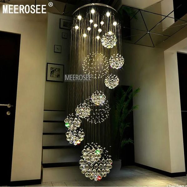 Luces modernas de lámpara de techo de cristal grande lámpara de lámpara de lámpara de interior para vestíbulo, escalera, escaleras, vestíbulo de cristal de espiral largo