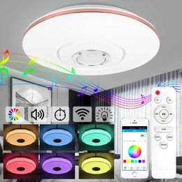 Lights Modern RVB LED Plafonds Lights Mome Lighting 48W App Bluetooth Music Light Chambre Smart Lampes avec télécommande AC180264V 0209