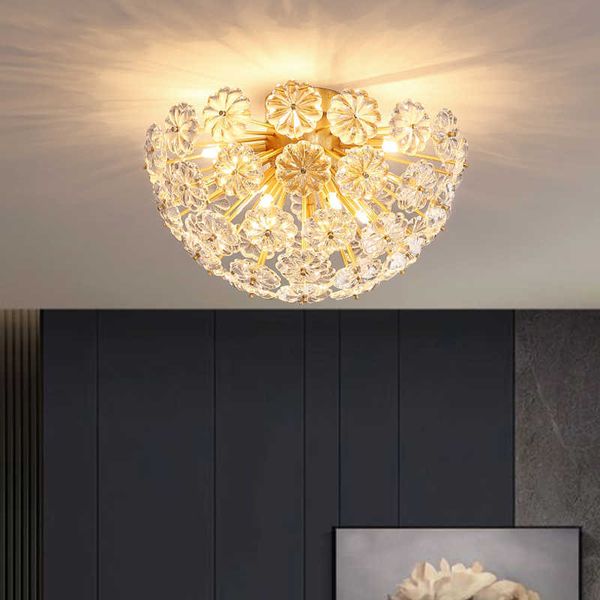 Lumières Moderne Forme De Boule Ronde Lustre En Verre Transparent Fleur Pendentif Plafonnier Salon Chambre Pétale Salle À Manger Suspendue L 0209