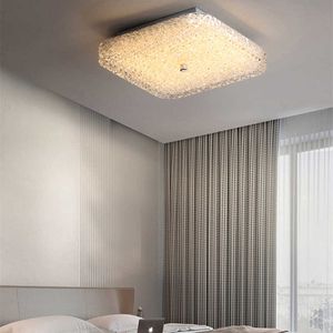 Lichten moderne vierkante plafondlamp voor woonkamer slaapkamer toiletontwerp eenvoudig huis romantisch appartement ronde glas kristal zand licht 0209