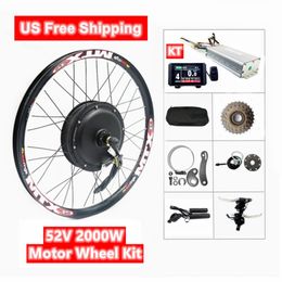 Lights NBPower 52V 2000W BLDC Hub Motor Wheel arrière 135 mm avant 100 mm MTB Bike Bike Ebike Conversion Kit avec KT Controller LCD8H