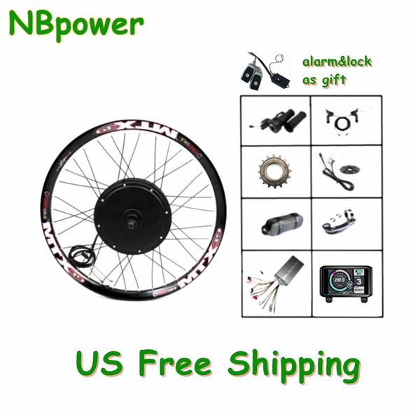 Lights NBPower 72V 3000W 135mm Dropout Broke Brossless Hub Motor Wheel Kit Elike Conversion Kit avec contrôleur d'onde sinusoïdale