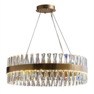Luces Nueva lámpara de techo de cristal transparente de lujo para sala de estar Comedor Cocina Lámpara colgante de iluminación interior de oro moderno 0209