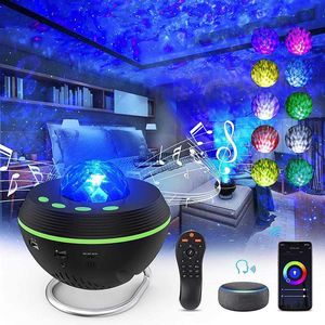 Luces Nuevo WiFi Tuya Smart LED Star Galaxy Projector Ocean Wave Starry Sky Night Light Nebula Atmosfer Lamp Blueteeth USB Music Player HKD230704