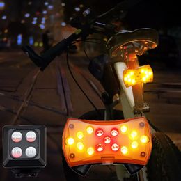 Luces Nueva luz de señal de giro de control inalámbrico para bicicleta que gira bicicleta superbrillante 15 luces LED seguridad bicicleta advertencia trasera MUQGEW