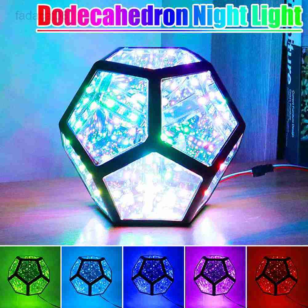 Lights Night Creative And Cool Infinite Dodecahedron Color Art Light Camera da letto per bambini Led Luminaria Galaxy Projector Lampada da tavolo HKD230704