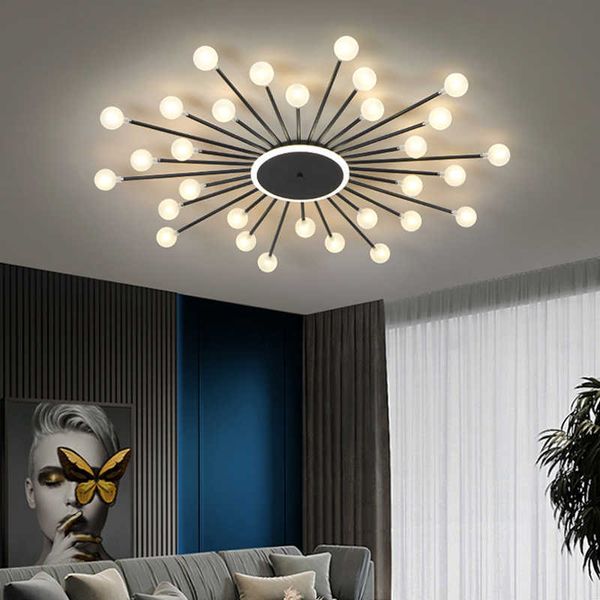 Lichter Nordic Stilvolle Glas Led Decke Kronleuchter Schwarz Gold für Wohnzimmer Schlafzimmer Loft Anhänger Lampe Wohnkultur Kronleuchter Leuchten 0209