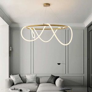 Lichten Opmerking Curve LED -buis plafond kroonluchter voor eettafel woonkamer moderne home decor ornamenten hangende lamp glansverlichting 0209