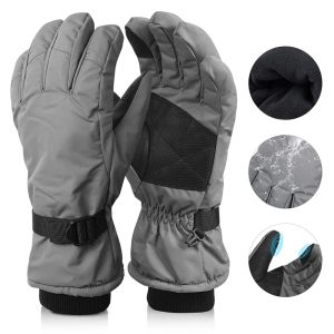 Lichten ozero winter snowboard ski handschoen ultralicht pu lederen niet -slip touchscreen waterdichte motorfiets fietsen fleece warme sneeuwhandschoen