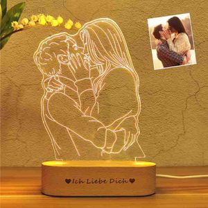 Lumières Personnalisées Photo Personnalisée 3D Lampe Texte Personnalisé Chambre Veilleuse Mariage Anniversaire Anniversaire Fête Des Pères Cadeau HKD230704