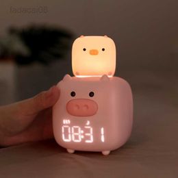Lights Pig Light USB Oplaadbare Siliconen Night Lampen Smart Student LED Nummers Wake Nachtkastje Wekker voor Kinderen HKD230704