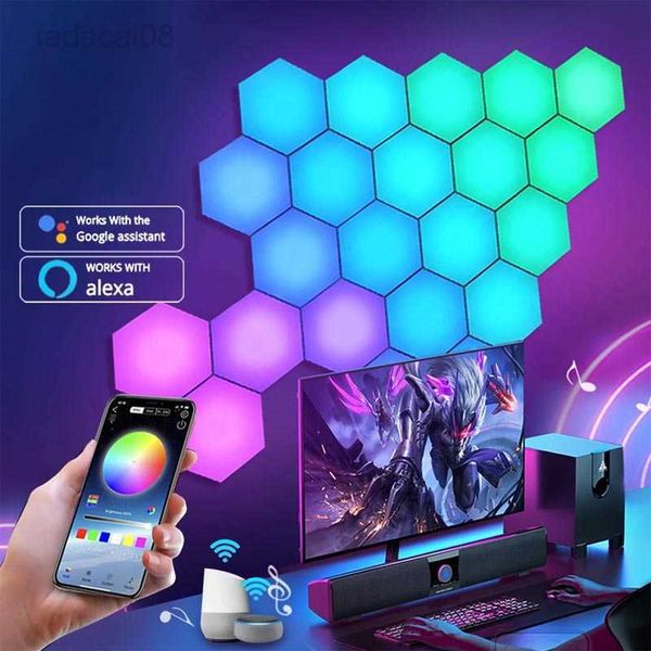 Lumières RVB LED Ambiante Pour DIY Veilleuse Bluetooth APP Contrôle Musique Rythme Mur pour Gaming TV Salle Décoration Lampe HKD230704