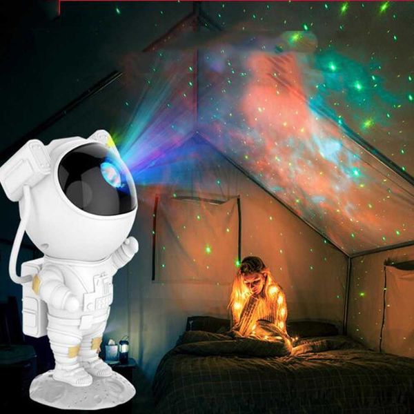 Luces Robot Colorful Starry Sky Galaxy Proyector Nightlight USB LED Star Night Light Lámpara de proyección romántica para la decoración de la habitación Regalos HKD230704