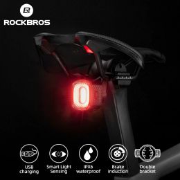 Lights Rockbros Bicycle arrière Light Smart Auto Brake Senting USB Rechargeable Light Ciclismo Luz Trasera Bicicleta Cycling Accessoires