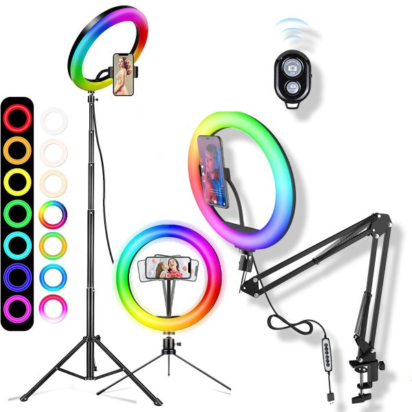 Lights Selfie Ring Light 26cm RGB remplissage LED RINGLIGHT LAMPE SELLIE LAMPLE ÉCLAINE