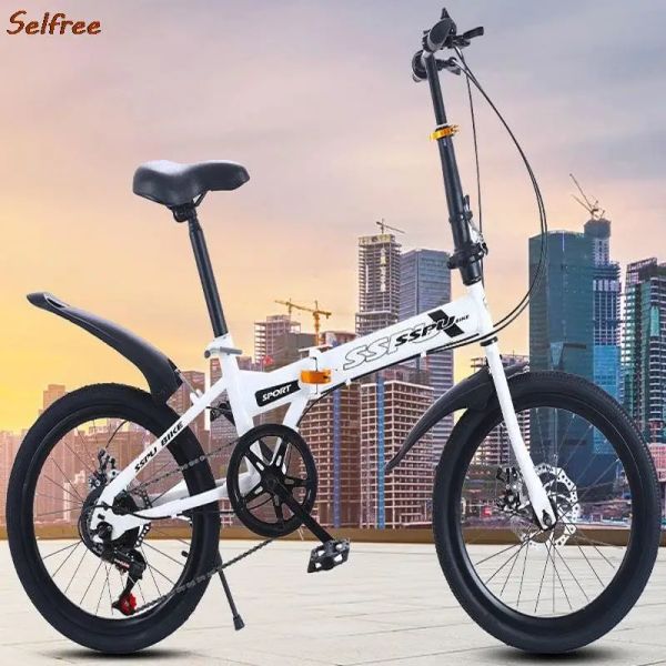 Lights Selfree Adult Pliant Bicycle 20 pouces Ultrallight Portable Installation Free Double Disc Frein Vilatrice variable Speed Mountain