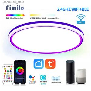 Lichten Smart Tuya WiFi LED PLIFIL LICHT RGBCW Dimable Ultraathin Surface Montage 24W Alexa Google Home Living Room Slaapkamer Lamp Q231012