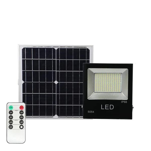 Lumières lumières d'inondation solaires extérieures, télécommande de lumière solaire IP67 imperméable, crépuscule au crépus