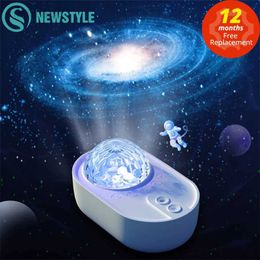 Lichten Sterrenhemel Projector Nachtlampje Ruimteschip Galaxy LED Projectie Lamp Bluetooth Speaker Voor Kinderen Slaapkamer Home Party Decor HKD230704