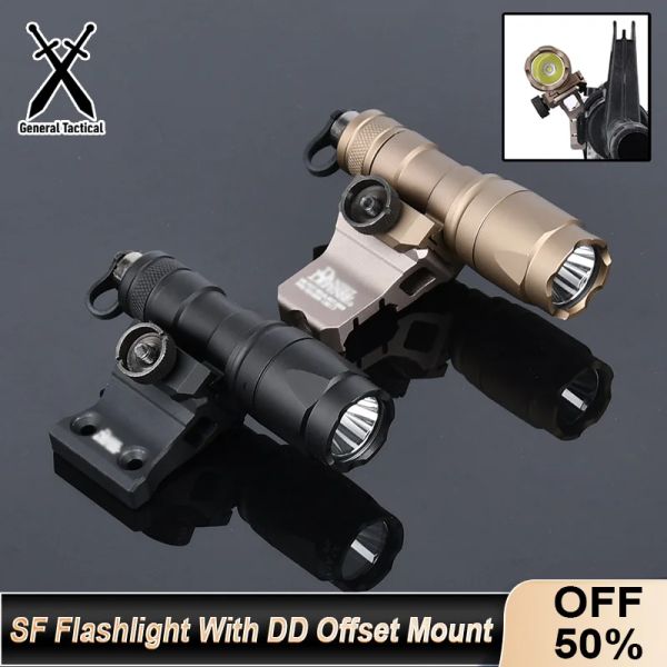 Lights Tactical Airsoft Surefir M300 M300A M600 M600C Flahslight avec DD Offset Mount Fit 20mm Rail Mlok KeyMod Hunting Arme Light